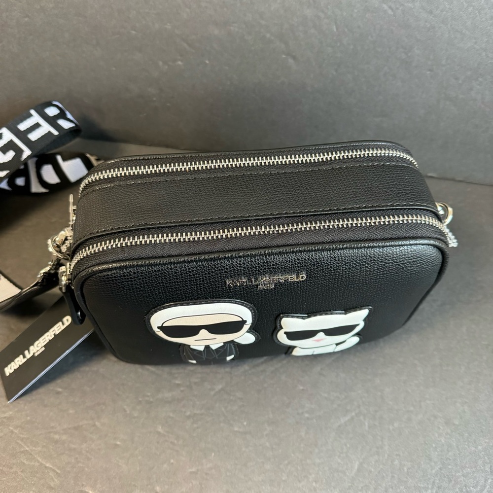 Karl Lagerfeld Paris Marcelle Camera Bag Crossbody Black Purse Choupette Cat NWT - Picture 4 of 12